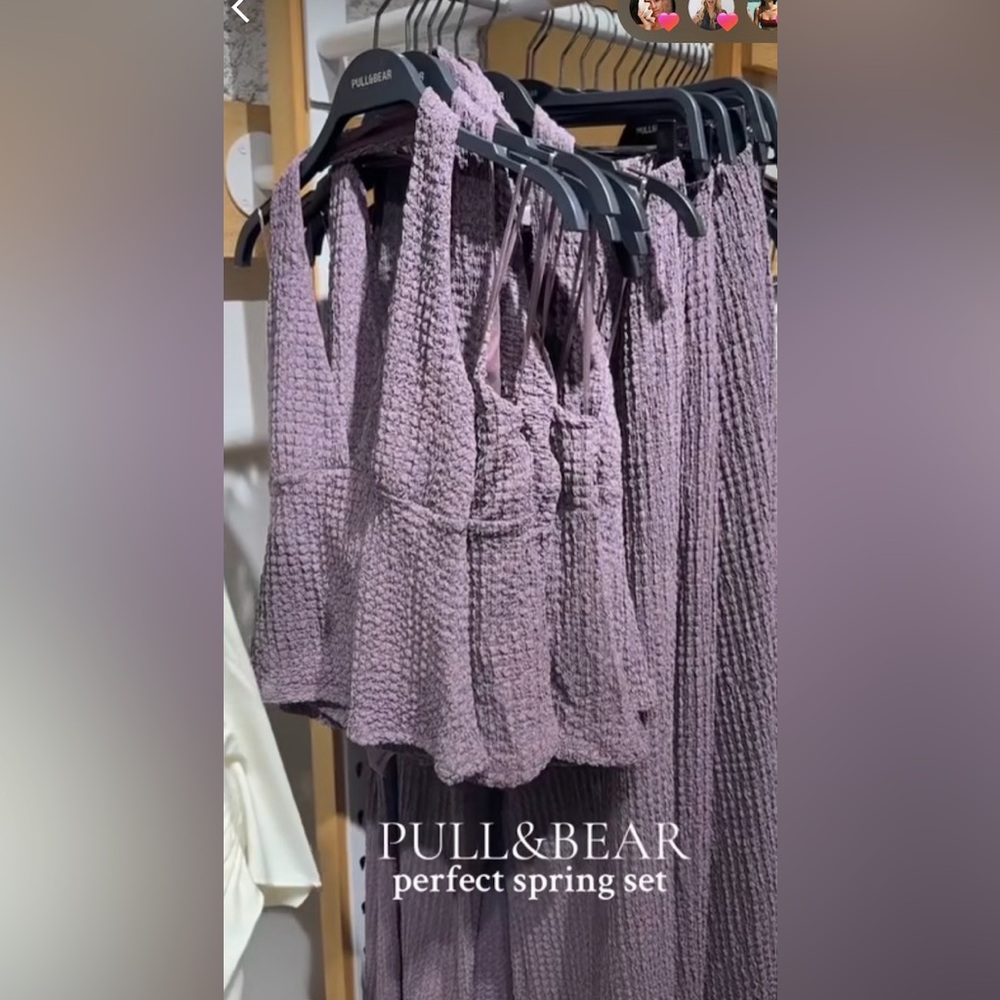 Pull & Bear Creased Effect Pants and Top - Purple